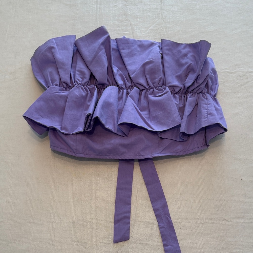 DO+BE Women's Purple Lilac Smocked Ruffled Strapless Top Size M NWT